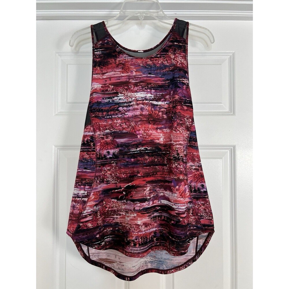 Lululemon Sculpt Tank Top Vibrant Watercolor Print Breathable Mesh Panels Size 8